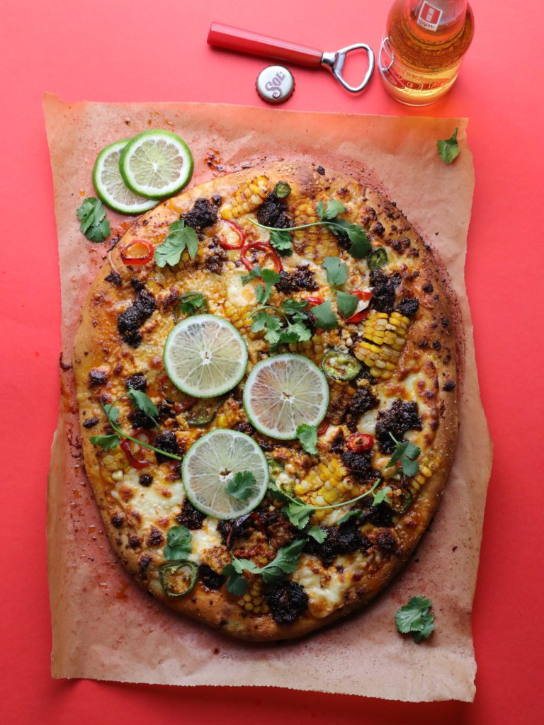 Elote Pizza with Corn, Chorizo & Cotija