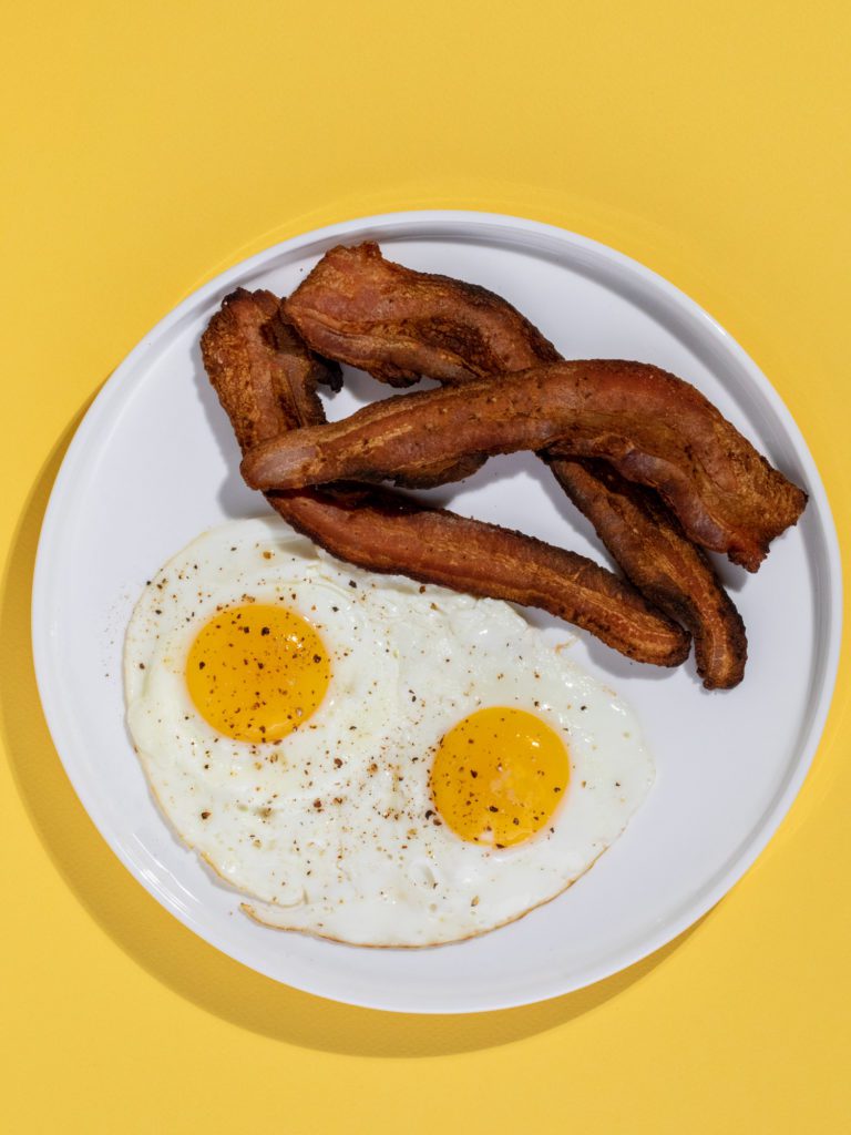 A picture of bacon and eggs