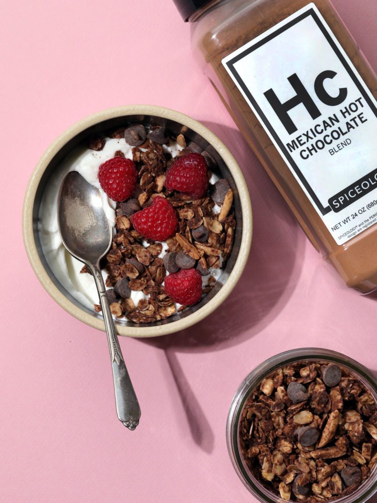 Salted Mexican Hot Chocolate Granola in a bowl