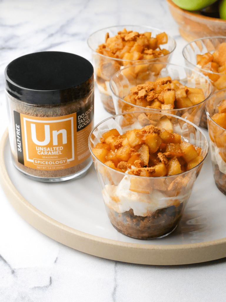 Unsalted caramel apple cheesecakes