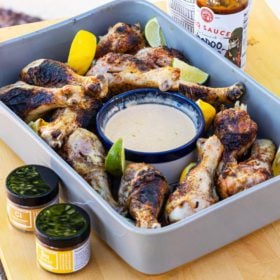New Belgium grilled chicken in a tray