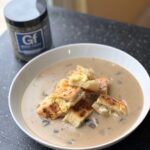 Spiceology Greek Freak Brie Panini Croutons with Mushroom Soup