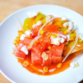 Spiceology Smoky Honey Habanero Watermelon Tomato Salad Recipe