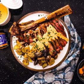 Spiceology Tomatador Ribeye Steak with Bleu Cheese Sauce Recipe